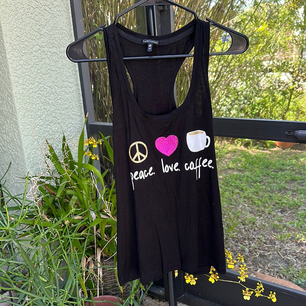 TART intimates Tank Top Racer Back - peace love coffee medium NWOT